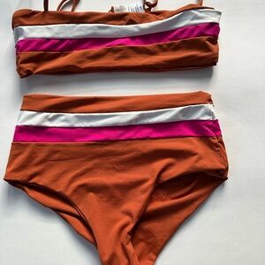 L*Space Orange and Pink Bikini Set (Top Large and Bottom M)